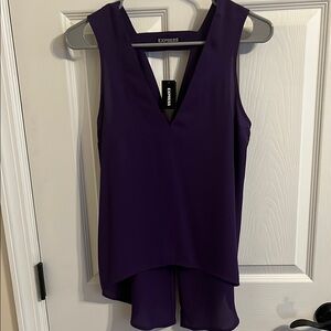 NWT Express Women's Deep Purple V-Neck Tank Top